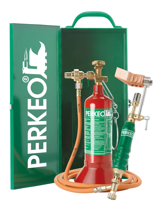 PERKEO EASYBOX Original Weichlötanlage im Set mit Transport-Stahlblechkasten nach GGVS/ADR und neuem LOCKDOWN24-Kupferstück ohne Zinnfix,UNIGEL, CAP